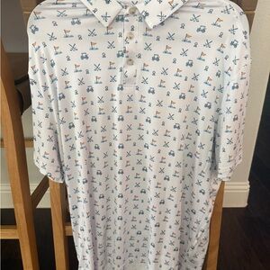 BURLEBO White Polo with Golf Print